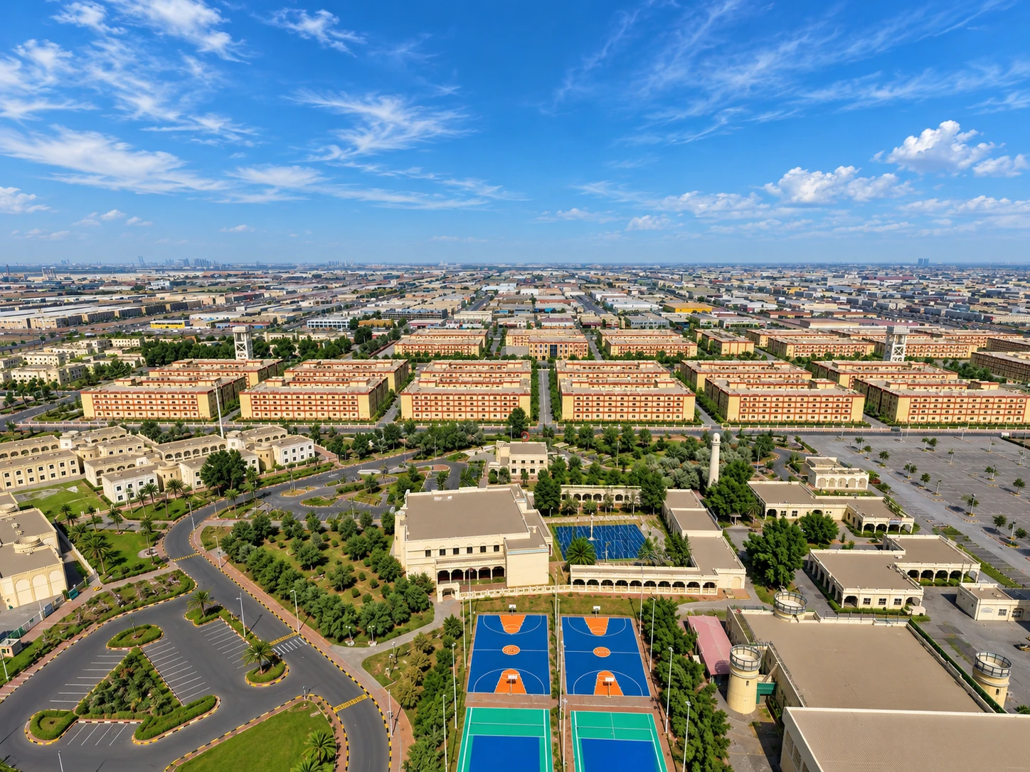 An aerial view of a Sdeira Group community in Abu Dhabi